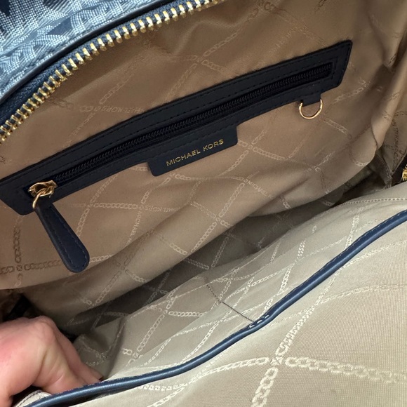 Michael Kors Navy and Gray Logo Backpack - Picture 8 of 12